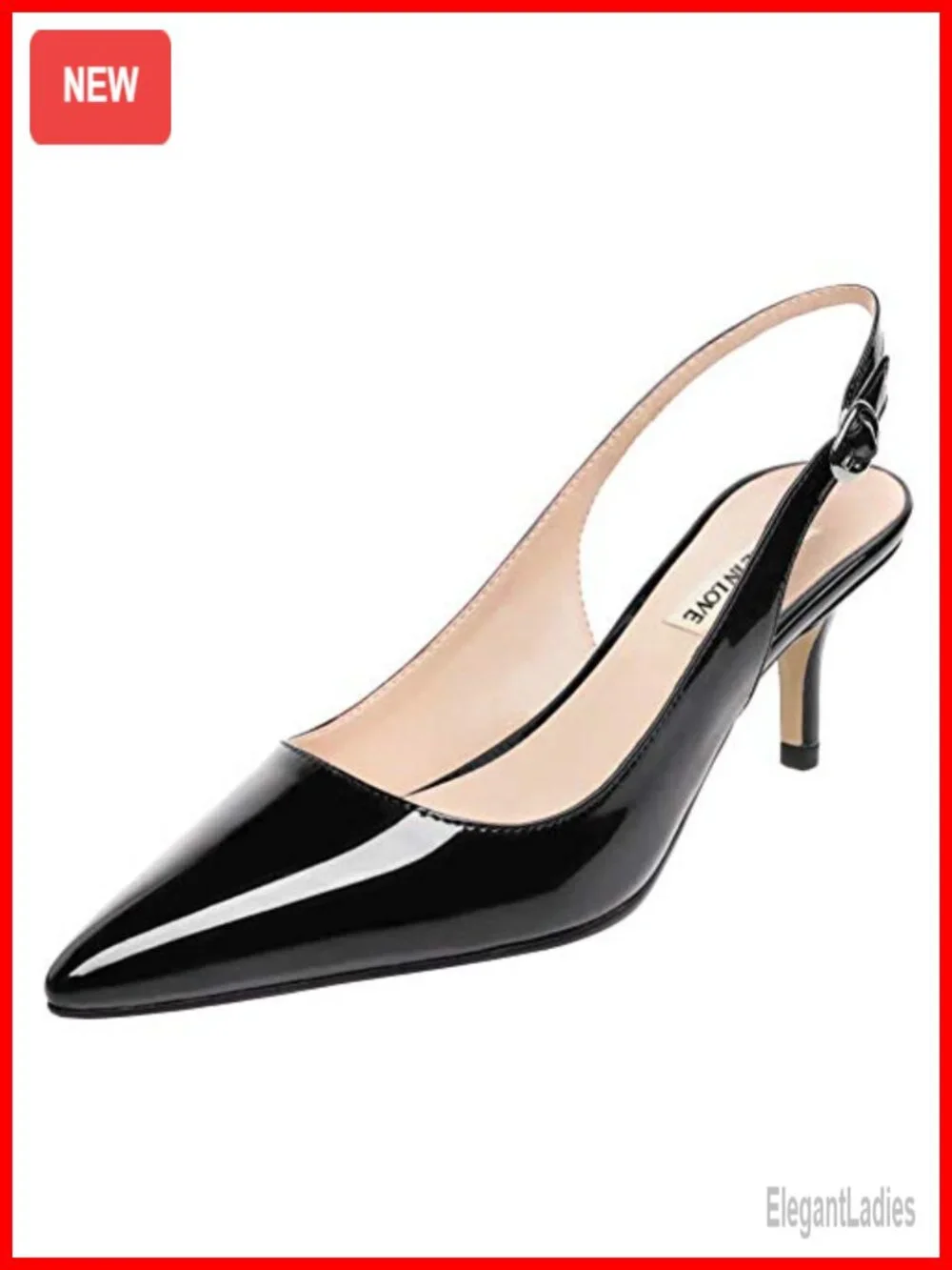 JOY IN LOVE Slingback Kitten Heels Closed Pointed Toe Pumps Dress Shoes